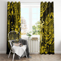 Hawaii Hula Girl Window Curtain Hibiscus Hawaii Tribal Tattoo Yellow Version - Wonder Print Shop