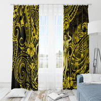Hawaii Hula Girl Window Curtain Hibiscus Hawaii Tribal Tattoo Yellow Version - Wonder Print Shop