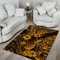 Hawaii Pineapple Area Rug Paradise Flowers Pacific With Gold Polynesian Tribal - Wonder Print Shop