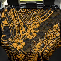 Hawaii Pineapple Back Car Seat Cover Paradise Flowers Pacific With Gold Polynesian Tribal - Wonder Print Shop