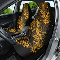 Hawaii Pineapple Car Seat Cover Paradise Flowers Pacific With Gold Polynesian Tribal - Wonder Print Shop