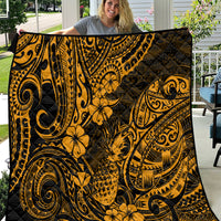 Hawaii Pineapple Quilt Paradise Flowers Pacific With Gold Polynesian Tribal - Wonder Print Shop