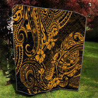 Hawaii Pineapple Quilt Paradise Flowers Pacific With Gold Polynesian Tribal - Wonder Print Shop