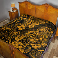 Hawaii Pineapple Quilt Paradise Flowers Pacific With Gold Polynesian Tribal - Wonder Print Shop
