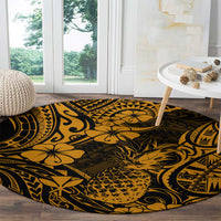 hawaii-pineapple-round-carpet-paradise-flowers-pacific-with-gold-polynesian-tribal
