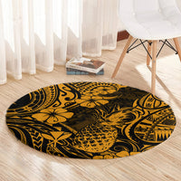 hawaii-pineapple-round-carpet-paradise-flowers-pacific-with-gold-polynesian-tribal