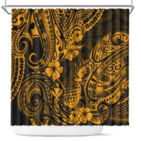 hawaii-pineapple-shower-curtain-paradise-flowers-pacific-with-gold-polynesian-tribal