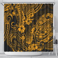 hawaii-pineapple-shower-curtain-paradise-flowers-pacific-with-gold-polynesian-tribal