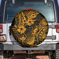 Hawaii Pineapple Spare Tire Cover Paradise Flowers Pacific With Gold Polynesian Tribal - Wonder Print Shop