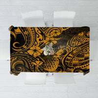 Hawaii Pineapple Tablecloth Paradise Flowers Pacific With Gold Polynesian Tribal - Wonder Print Shop