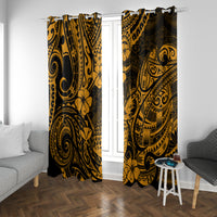Hawaii Pineapple Window Curtain Paradise Flowers Pacific With Gold Polynesian Tribal - Wonder Print Shop