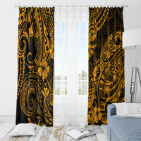 Hawaii Pineapple Window Curtain Paradise Flowers Pacific With Gold Polynesian Tribal - Wonder Print Shop
