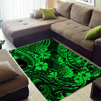 Hawaii Pineapple Area Rug Paradise Flowers Pacific With Green Polynesian Tribal - Wonder Print Shop