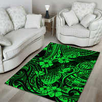 Hawaii Pineapple Area Rug Paradise Flowers Pacific With Green Polynesian Tribal - Wonder Print Shop