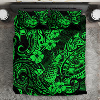 Hawaii Pineapple Bedding Set Paradise Flowers Pacific With Green Polynesian Tribal - Wonder Print Shop