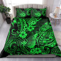 Hawaii Pineapple Bedding Set Paradise Flowers Pacific With Green Polynesian Tribal - Wonder Print Shop