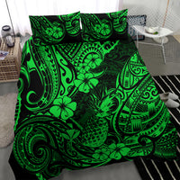 Hawaii Pineapple Bedding Set Paradise Flowers Pacific With Green Polynesian Tribal - Wonder Print Shop