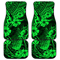 Hawaii Pineapple Car Mats Paradise Flowers Pacific With Green Polynesian Tribal - Wonder Print Shop