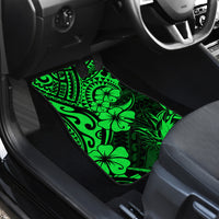 Hawaii Pineapple Car Mats Paradise Flowers Pacific With Green Polynesian Tribal - Wonder Print Shop
