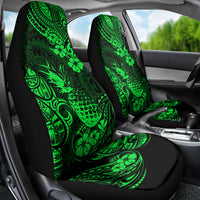 Hawaii Pineapple Car Seat Cover Paradise Flowers Pacific With Green Polynesian Tribal - Wonder Print Shop