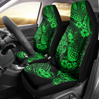 Hawaii Pineapple Car Seat Cover Paradise Flowers Pacific With Green Polynesian Tribal - Wonder Print Shop