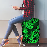 Hawaii Pineapple Luggage Cover Paradise Flowers Pacific With Green Polynesian Tribal - Wonder Print Shop