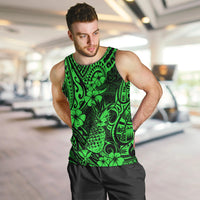Hawaii Pineapple Men Tank Top Paradise Flowers Pacific With Green Polynesian Tribal - Wonder Print Shop