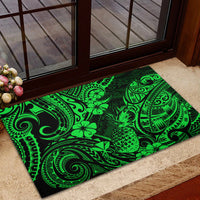 Hawaii Pineapple Rubber Doormat Paradise Flowers Pacific With Green Polynesian Tribal - Wonder Print Shop