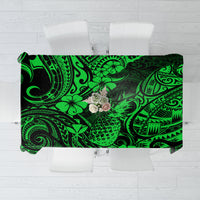 Hawaii Pineapple Tablecloth Paradise Flowers Pacific With Green Polynesian Tribal - Wonder Print Shop