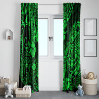 Hawaii Pineapple Window Curtain Paradise Flowers Pacific With Green Polynesian Tribal - Wonder Print Shop