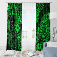 Hawaii Pineapple Window Curtain Paradise Flowers Pacific With Green Polynesian Tribal - Wonder Print Shop