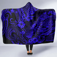 hawaii-pineapple-hooded-blanket-paradise-flowers-pacific-with-navy-blue-polynesian-tribal