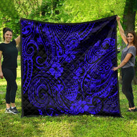 Hawaii Pineapple Quilt Paradise Flowers Pacific With Navy Blue Polynesian Tribal - Wonder Print Shop