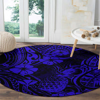 hawaii-pineapple-round-carpet-paradise-flowers-pacific-with-navy-blue-polynesian-tribal