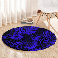 hawaii-pineapple-round-carpet-paradise-flowers-pacific-with-navy-blue-polynesian-tribal