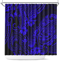 hawaii-pineapple-shower-curtain-paradise-flowers-pacific-with-navy-blue-polynesian-tribal