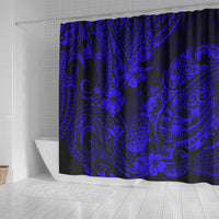 hawaii-pineapple-shower-curtain-paradise-flowers-pacific-with-navy-blue-polynesian-tribal