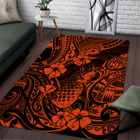Hawaii Pineapple Area Rug Paradise Flowers Pacific With Orange Polynesian Tribal - Wonder Print Shop