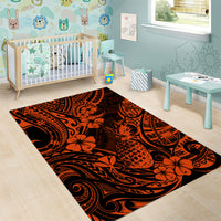 Hawaii Pineapple Area Rug Paradise Flowers Pacific With Orange Polynesian Tribal - Wonder Print Shop