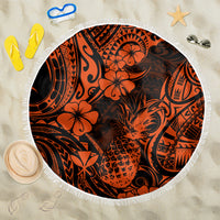 Hawaii Pineapple Beach Blanket Paradise Flowers Pacific With Orange Polynesian Tribal - Wonder Print Shop