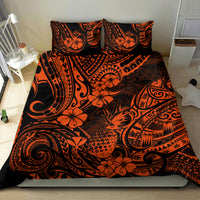 Hawaii Pineapple Bedding Set Paradise Flowers Pacific With Orange Polynesian Tribal - Wonder Print Shop