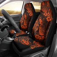 Hawaii Pineapple Car Seat Cover Paradise Flowers Pacific With Orange Polynesian Tribal - Wonder Print Shop