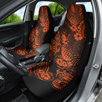 Hawaii Pineapple Car Seat Cover Paradise Flowers Pacific With Orange Polynesian Tribal - Wonder Print Shop