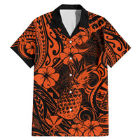 Hawaii Pineapple Family Matching Mermaid Dress and Hawaiian Shirt Paradise Flowers Pacific With Orange Polynesian Tribal - Wonder Print Shop