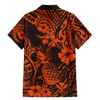 Hawaii Pineapple Family Matching Mermaid Dress and Hawaiian Shirt Paradise Flowers Pacific With Orange Polynesian Tribal - Wonder Print Shop