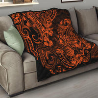 Hawaii Pineapple Quilt Paradise Flowers Pacific With Orange Polynesian Tribal - Wonder Print Shop