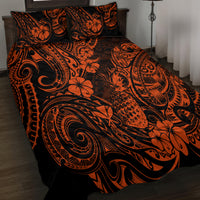 Hawaii Pineapple Quilt Bed Set Paradise Flowers Pacific With Orange Polynesian Tribal - Wonder Print Shop