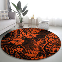 hawaii-pineapple-round-carpet-paradise-flowers-pacific-with-orange-polynesian-tribal