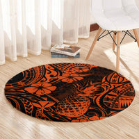hawaii-pineapple-round-carpet-paradise-flowers-pacific-with-orange-polynesian-tribal