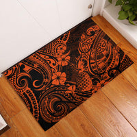 Hawaii Pineapple Rubber Doormat Paradise Flowers Pacific With Orange Polynesian Tribal - Wonder Print Shop